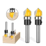 6MM 6.35mm 1/4 Inch Shank 90 Degree V Shape Router Bit 1/2 Inch 12.7mm Cutting Diameters Carbide CNC Engraving V Router Bit for Signmaking / Lettering / Woodworking Door Carving
