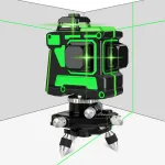 3D 12 ліній зеленого світла Лазерний рівень Цифровий самовирівнюючий 360° поворотний захід