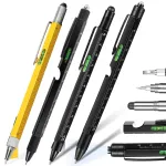 9-in-1 Multi-Tool Stylus Pen LED Light Screwdriver Ruler Bottle Opener Heavy Duty Aluminum Portable Design Perfect Gift for DIY Enthusiasts Handymen Extra Refills Black Yellow