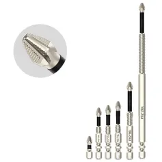 6PCS Long Alloy Steel Magnetic Screwdriver Bits PH2 Hex Shank 1/4 Inch Hand Tools 25-150mm High Hardness