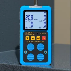 SMART SENSOR ST8904 gázmonitor ipari biztonsági eszköz, amely több gázt érzékel, hordozható és újratölthető, LCD kijelzővel