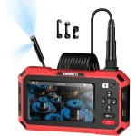 KAIWEETS Dual Lens Endoscope Camera 5 Inch IPS Screen 1920P HD Front and Side View IP67 Waterproof 8mm Probe 5M Cable 1080p Video Recording 4000mAh Battery USB-C