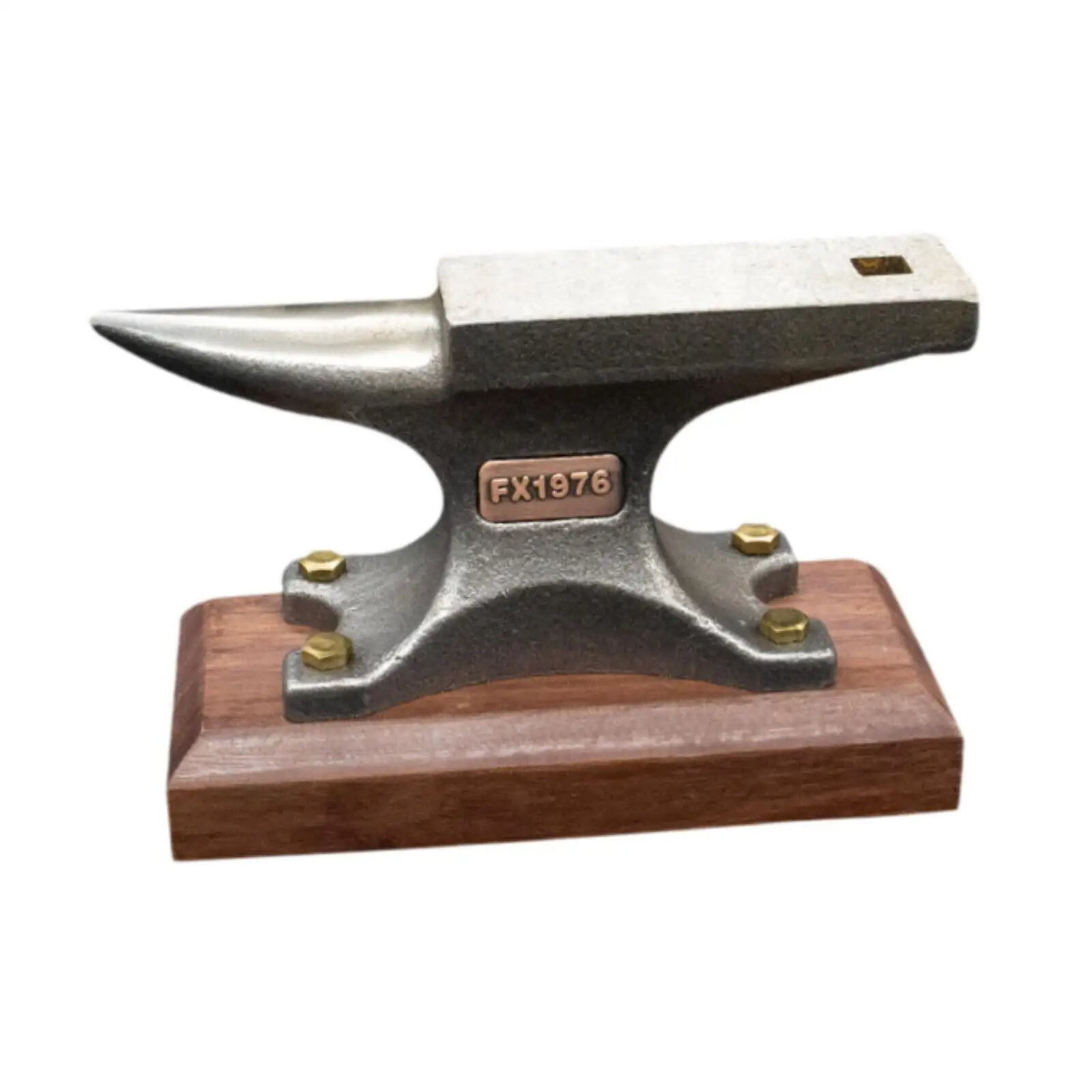 MYTEC Single Horn Carbon Steel Anvil with Wooden Base Rust Resistant Small Blacksmith Tool for Metal Shaping Bending DIY Workshop Crafting