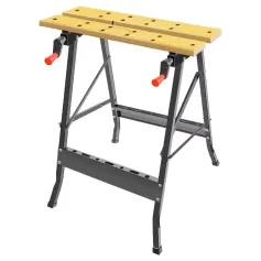 Banc de lucru reglabil multiplu Masă de prelucrare a lemnului Design pliabil Vârf gros din lemn Cadru metalic de sarcină grea Sistem de prindere eficient Depozitare a uneltelor pentru atelier Birou DIY Acasă