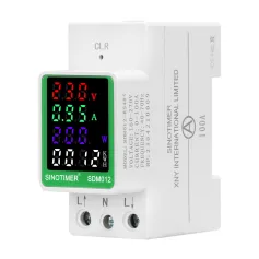 SINOTIMER SDM012 Multifunctional AC Digital Display Meter for Energy Management Measures AC Voltage Current Frequency Power Factor and Energy (kWh) Accurate and Reliable Monitoring 100A Base Current 50/60Hz Ideal for Home and Industrial Use