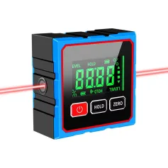 CZDANG Electronic Digital Angle Dipmeter Four Sided Magnetic Inclinometer ±0.2° Accuracy Cross Laser Level Type-C Charging Woodworking Gradient Measuring Tool
