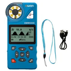 OWOM OWM5500 Smart Anemometer 7 Types of Measurements 8000 Sets Data Storage USB Type-C Rechargeable Lithium Battery Energy Efficient APP Remote Control Data Analysis