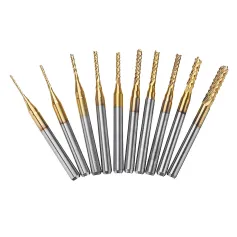 Drillpro DB-M1 10個 0.8-3mm チタンコーティング 彫刻用フライスカッター 超硬ビット