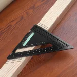 Aluminum Alloy Triangular Ruler Ambidextrous Medium Point 7 Inch Square Protractor Miter Tool for Carpenters Woodworking Drafting Engineering