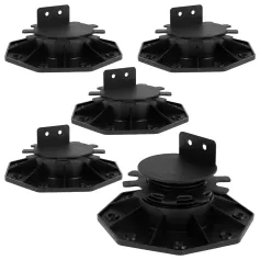 5Pcs Base de soporte de cubierta Altura ajustable Base de soporte de elevación de cubierta de plástico Conjunto de cojinetes de elevación de soporte de piso sólido para madera WPC Metal