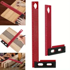 200mm/300mm Carpenter L Shaped Metric Square Right Angle Ruler Hole Positioning Scribing Ruler Layout Measuring Tool