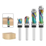 LAVIE 1/4 Inch 6.35mm Shank Nano Coated Spiral Compression Flush Trim Router Bit Top & Bottom Bearing Milling Cutter for Wood MDF Decorative Panels