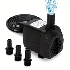 30W Ultra Quiet Submersible Water Pump 550GPH High Lift for Aquariums Fish Tanks Ponds Hydroponics Statuary with 3 Nozzles US/EU Plug Option