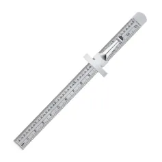 Flexible 6 Inch 15 cm Stainless Steel Pocket Ruler with Metric and Imperial Scale Detachable Clip Conversion Table Clear Graduation
