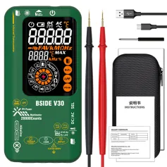 BSIDE V30 Digital Multimeter Infrared Thermometer Measures AC/DC Voltage Current Resistance Capacitance Frequency Dual Power Options Flashlight V~Alert 4:1 Object Distance Ratio