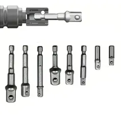 電動スクリュー風力バッチ変換ジョイントトランスファーロッド 1/2インチドライバー スクエアヘッド 3/8インチ 1/4インチ六角ロッド 8個セット