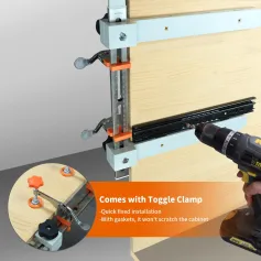 2PCS Drawer Slide Jig with Toggle Clamp & Magnetic Arm Precision Cabinet Tool Stainless Steel Magnetic Arm Laser-Etched Scale Fast Accurate Installation Professional Quality