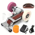 Electric Belt Sander Grinder Grinding Machine for Woodworking Mini Belt Sander and Knife Sharpener Dual Function Ideal for Woodworking Metal DIY Projects