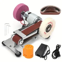 Electric Belt Sander Grinder Grinding Machine for Woodworking Mini Belt Sander and Knife Sharpener Dual Function Ideal for Woodworking Metal DIY Projects