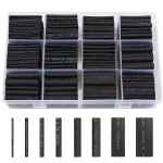 650pcs Heat Shrink Tubing Black Ratio 2:1 Insulation Protection Flame Retardant Heat Shrink Sleeving Wrap Car Electrical Cable Wire Kit Set in a Clear Plastic Box 8 Size