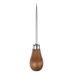 Single Gourd Awl Handwork Sewing Awl Log Color Wooden Handle 4.53\ x 0.98\ Polished Surface for Leather Punching and DIY Projects