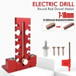 Woodworking Adjustable Dowel Maker Jig 7mm-18mm Carbide Blade Double-edged Cutting Aluminum Alloy Electric Drill Milling Tool