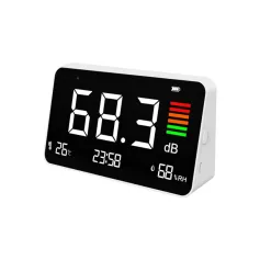 Portable Digital Noise Meter with Temperature Humidity Time Display 160.5x90.5x50mm Rechargeable Built-in Lithium Battery ABS Material TYPE-C Charging