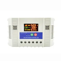 Solar Charge Controller with Versatile 10A/20A/30A Options Multi-color LED Display Built-in Protections Adjustable Voltages for 12V/24V Batteries and Four 5V2A USB Ports for Off-Grid Solar Systems