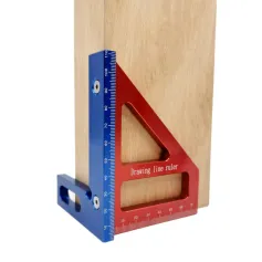 Lega di alluminio 45/90 gradi Goniometro quadrato per la lavorazione del legno Angolo di disegno Riga di disegno Layout Misuratore di altezza