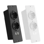 2Pcs Table Socket with 2 USB 2 Sockets Built-in Socket 2-Way Installation Power Strip with 2 Screws for Kitchen Furniture or Worktops Recessed Socket 1.8 Cable16 A/3500 W