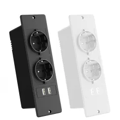 2Pcs Table Socket with 2 USB 2 Sockets Built-in Socket 2-Way Installation Power Strip with 2 Screws for Kitchen Furniture or Worktops Recessed Socket 1.8 Cable16 A/3500 W