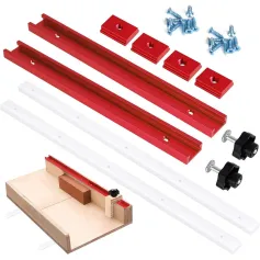 DIY Table Saw Crosscut Sled Kit with 17Inch UHMW Bars 12Inch Aluminum T-Tracks Knob Bolt and Screws Set Fits 3/4\ x 3/8\ Miter Slot on Table Saws Wood Working & Accessories