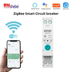TUYA ZigBe Intelligent Circuit Breaker Remote Control Voice Control Switch Home Wireless Mobilephone APP Connect Circuit Breaker Compatible with Google Assistant ans Amazon Alexa