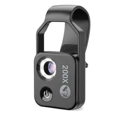 200X Zoom Pòch Size Smartphone Mikwoskòp Portable USB Rechargeable ak CPL Lens Segondè Definisyon imaj pou Eksperyans Laboratwa Enspeksyon Po analiz