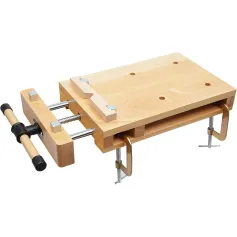 Banc de lucru portabil din lemn de esență tare Cadru din lemn de Dimensiune compactă 20x11 inci Putere de prindere stabilă Menghină multifuncțională pentru prelucrarea lemnului