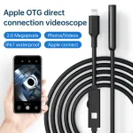 Camera with Light, 1920P HD Borescope with 8 Adjustable LED Lights, with 16.4ft Semi-Rigid Snake Cable, 7.9mm IP67 Waterproof Inspection Camera for iPhone