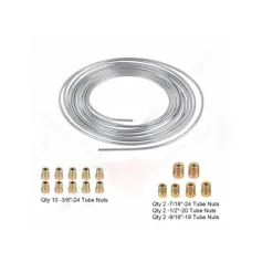 Rouleau de 25 pieds de tuyau de frein en acier zinc de diamètre extérieur 3/16 avec 16 raccords et accessoires de remplacement