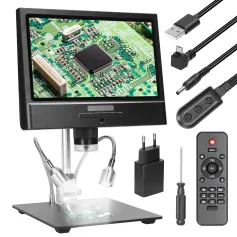 ANDONSTAR 10 Inch Digital Microscope 4X Zoom 1080P LCD Display Magnifier Soldering Microscope with LED