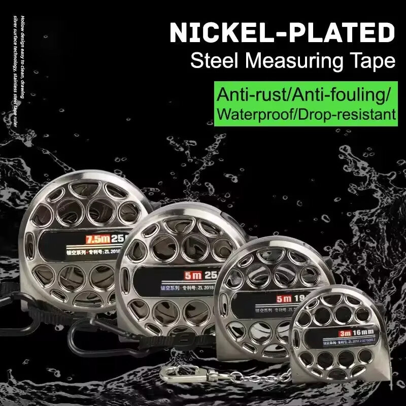 Metric Tape Measure 3/5/7.5M Stainless Steel Anti-corrosion Retractable Ruler Hollow Design Woodworking Measuring Tools Gadget