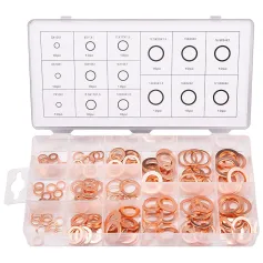 150PCS 15 Sizes Copper Metric Sealing Washers Assortment Set Flat Ring Sump Plug Oil Seal Gasket Sealing Washers Crush Washer Assortment M5/6/7/8/10/10.5/11/12/12.5/14/15/16/16.5/17.5