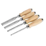 4pcs Woodworking Chisel Set High Carbon Chromium Steel Maple Handles 6mm 12mm 20mm 26mm Professional Tool Kit Carving Sculpting Sharp Blades