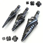 3PCS High-Speed Steel Step Drill Bit Set M35 Cobalt HSS Hex Shank 1/8\\ to 7/8\\ Multi-Size for Metal Wood Plastic Stainless Steel Aluminum