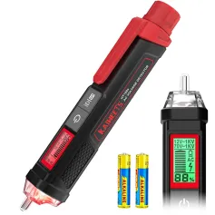 EU US Direct KAIWEETS HT100S Non-Contact Voltage Tester Pen Dual Range 12-1000V AC / 70-1000V AC CAT III 1000V IV 600V Safety Rated with LED Flashlight Low Power Indicator Automatic Power Off Features