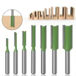 7PCS Straight Cut Router Bit Set Sturdy Tungsten Carbide 1/4\\ Shank Double Flute Milling Cutting Tools for Woodworking Engraving Trimming Efficiency Precision