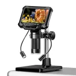 HD Digital Microscope 5X-1000X 12MP 4.3 Inch IPS Screen 1080P Video 8 LED Lights Type-C Suitable for motherboard repair, PCB inspection, mineral inspection and observation