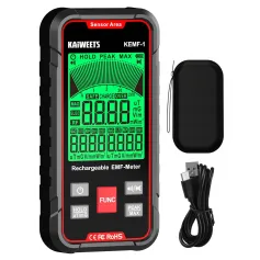 KAIWEETS KEMF-1 EMF Detector 3-in-1 Handheld Rechargeable Meter Magnetic Electric RF Radiation WiFi Signal Detection Sound Alarm Google Ads Trend Graph Indicator