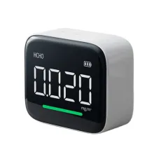 AtuMan HF1 Intelligent Formaldehyde Monitor Mijia APP 0-3mg/m³ Detection Range Temperature humidity Clock mode High Precision Sensor 2200mAh Rechargeable Battery Compact Air Quality Tester Type-C Port Environmental Monitor