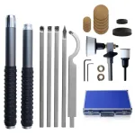 RUITOOL Professional Carbide Wood Lathe Tools Set 5 Tips Bowl Sander 50 Sanding Discs Extended Handle CNC Steel Shaft Aluminum Handles Woodturning Mandrels Adjustable Anti Slip Grip