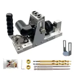 9.5mm 3/8 Inch Oblique Hole Locator With Dust Hose Drill Bits Pocket Hole Jig Kit Woodworking Drill Guide Set Hole Puncher DIY Tools