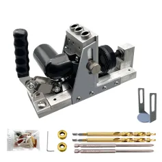 9.5mm 3/8 Inch Oblique Hole Locator With Dust Hose Drill Bits Pocket Hole Jig Kit Woodworking Drill Guide Set Hole Puncher DIY Tools